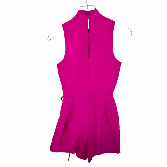 Amanda Uprichard Reed Romper Mock-Neck Wrap-Style Womens XS Fuchsia Pink - Picture 6 of 12